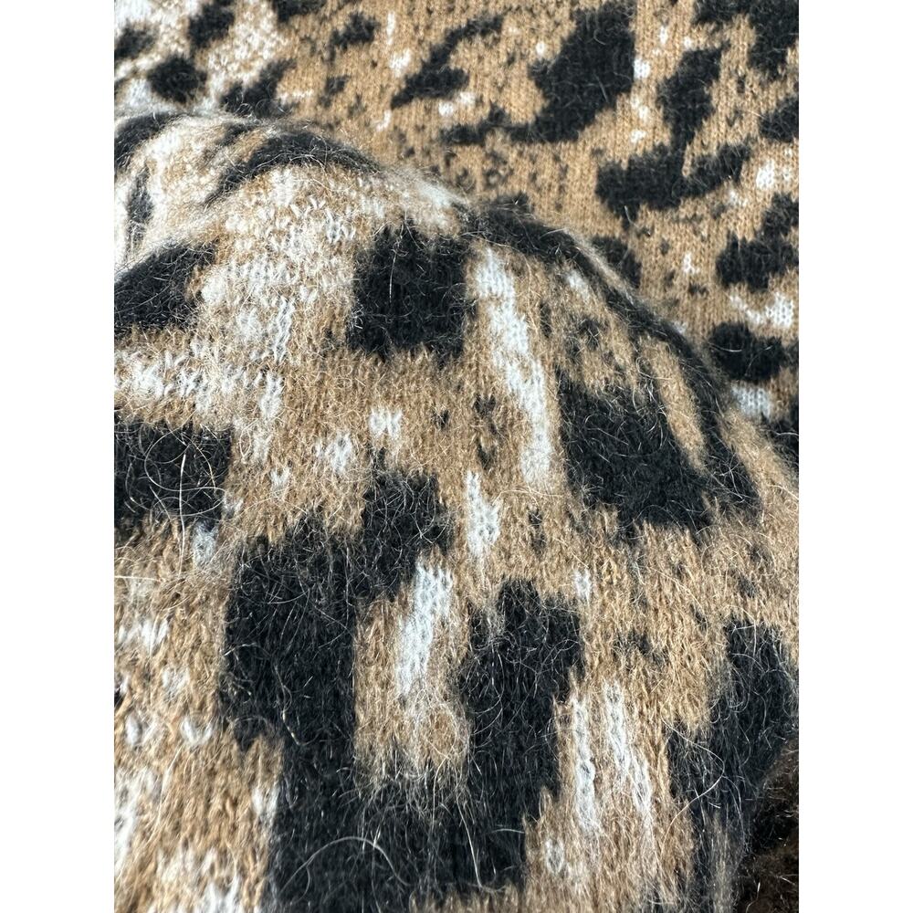 LINEAMAGLIA Womens XS Italian Mohair Blend Brown Animal Print Sweater Leopard - Picture 5 of 5